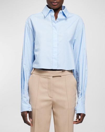 Jonathan Simkhai Renata Cropped Button-Front Cotton Shirt - Blue