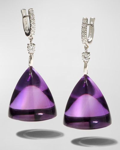 Sanalitro 18k White Gold Renaissance Earrings With Amethyst And Diamonds - Purple