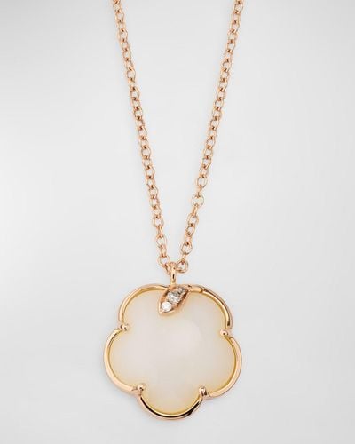 Pasquale Bruni Petit Joli 18K Rose Pendant Necklace With Mother-Of-Pearl And Diamonds - Metallic