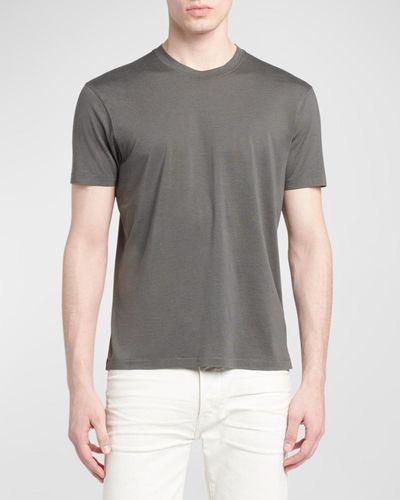 Tom Ford Lyocell-Cotton Crewneck T-Shirt - Gray