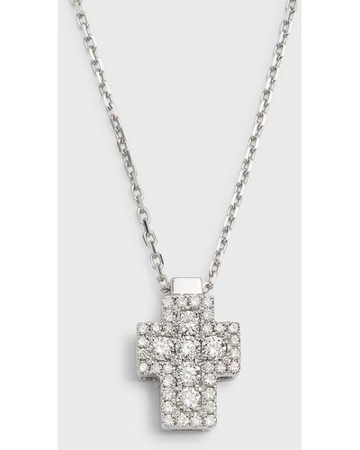 Frederic Sage 18k White Gold Firenze Ii Cross All Diamond Pendant Necklace