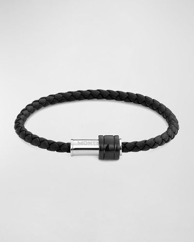 Montblanc Woven Leather Bracelet - Black