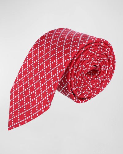 Trafalgar Rowan Geometric Silk Tie - Red