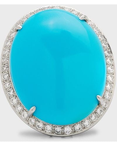Oscar Heyman Platinum Turquoise And Diamond Ring - Blue