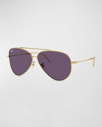 Ray-Ban Golden Metal & Plastic Aviator Sunglasses - Purple