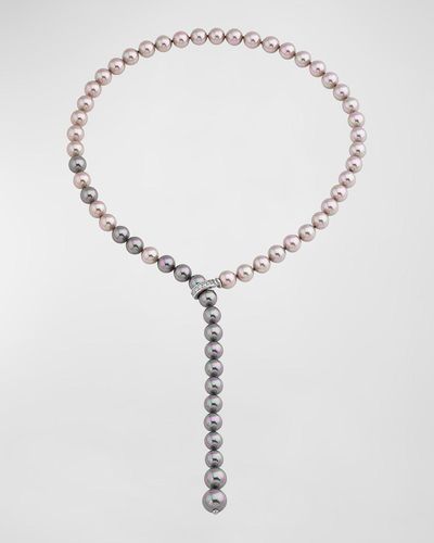 Majorica Diana Two-Tone Pearl Y-Necklace With Cubic Zirconia Clasp - Multicolor