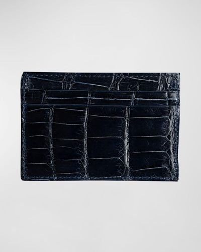 Abas Alligator Leather Card Case - Blue
