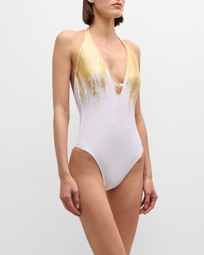 Lise Charmel Feuille D'Or Non-Wire Seduction Halter One-Piece Swimsuit - White