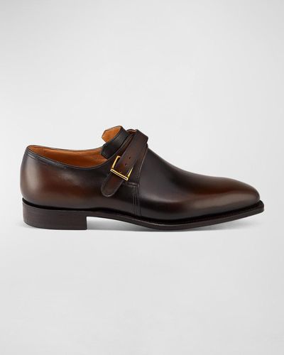 Corthay Arca Leather Monk-Strap Loafers - Brown
