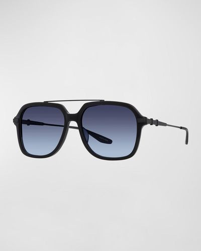 Barton Perreira D. Ellis Acetate And Titanium Square Sunglasses - Blue