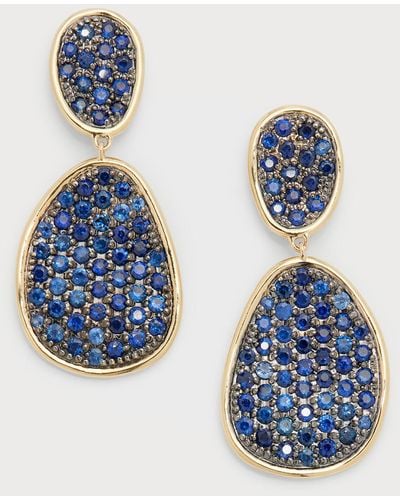 Marco Bicego Lunaria Blue Sapphire Pave Two-drop Earrings