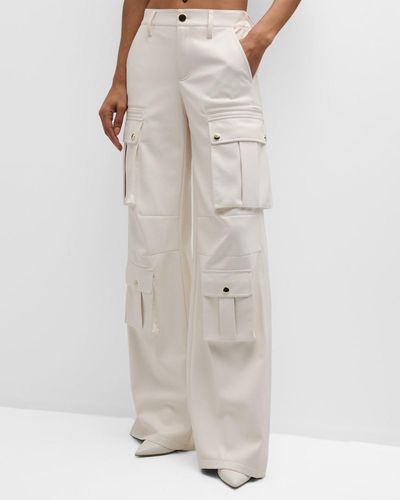 Alice + Olivia Joette Vegan Leather Cargo Pants - White