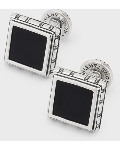 Konstantino Sterling Silver And Black Onyx Square Cufflinks