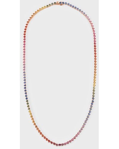 Lisa Nik 18k Rose Gold Rainbow Sapphire Line Necklace - White