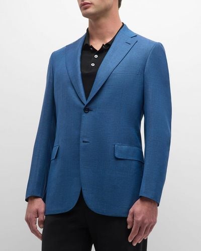 Brioni Textured Wool Blazer - Blue