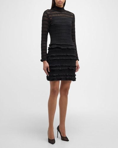 Carolina Herrera Knit Turtleneck Mini Dress - Black