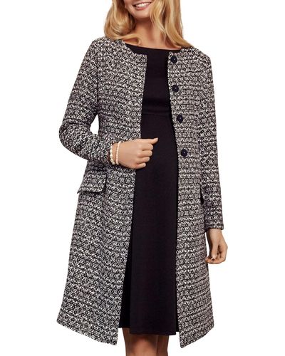 TIFFANY ROSE Maternity Verity Collarless Button-Front Boucle Coat - Black