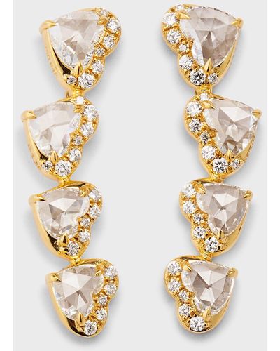 64 Facets 18k Yellow Gold 4-heart Diamond Earring Crawlers - Metallic