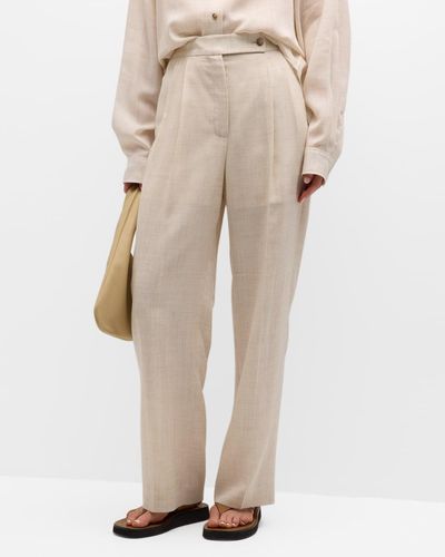LE17SEPTEMBRE Pleated Linen Pants - Natural