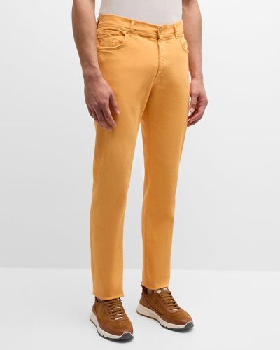 Marco Pescarolo Cotton-Silk Vintage Dyed Denim Pants - Orange