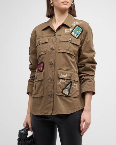 Cinq À Sept All Around The World Vera Embroidered Patch Jacket - Brown