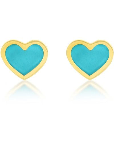 Jennifer Meyer Extra Small Inlay Heart Stud Earrings - Blue