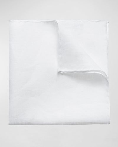 Eton Solid Linen Pocket Square - White