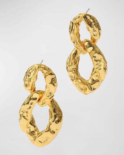 Alexis Brut Golden Double Link Earrings - Metallic