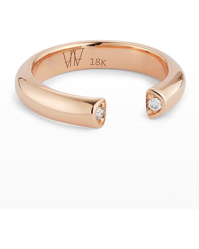 WALTERS FAITH Thoby Rose Gold 1-row Tubular Open Ring With Diamonds - White