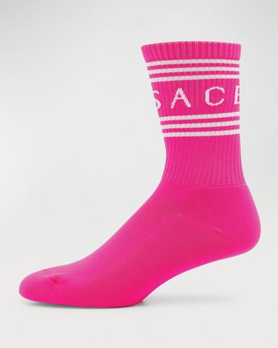 Versace Athletic Logo Crew Socks - Pink