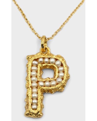 Pacharee Mini Pearls Alphabet Necklace - Metallic