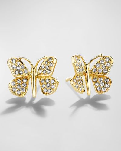 Mimi So 18K Wonderland Butterfly Earrings With Pave - Metallic