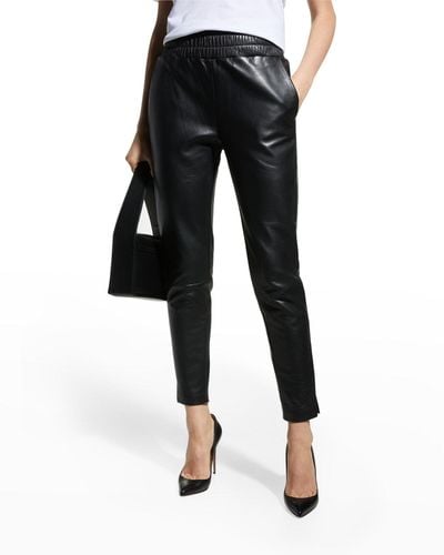 Lamarque Nineta Cropped Leather Pants - Black