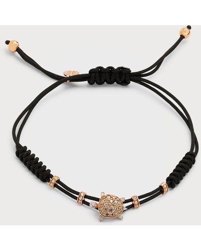 Pippo Perez Pull-cord Bracelet With Brown Diamond Turtle In 18k Gold, Size S - Metallic