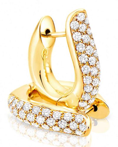 Tamara Comolli Pave Diamond Hoop Earrings In 18k Yellow Gold - Metallic