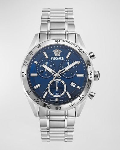 Versace V-Code 41Mm Chronograph Watch - Blue