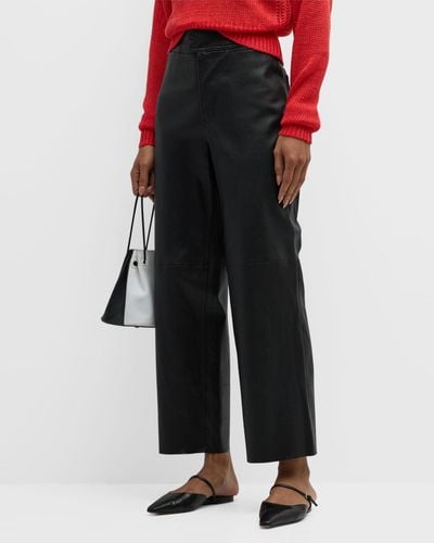 Apiece Apart Monterey Cropped Straight-Leg Leather Pants - Black