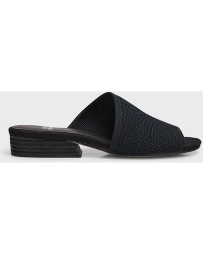Eileen Fisher Asymmetrical Knit Slide Sandals - Black