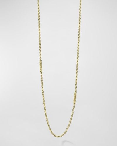 Lagos 18k Gold Superfine Caviar Beaded 7-station Chain Necklace - White