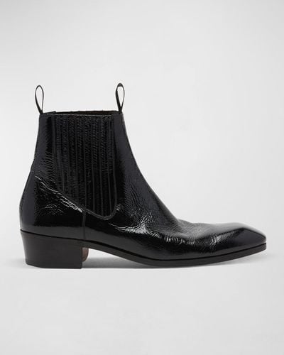 Tom Ford Bailey Glossy Leather Chelsea Boots - Black