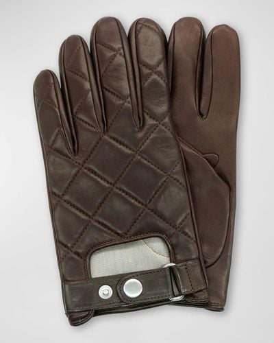 Portolano Diamond-Quilted Leather Driving Gloves - Brown