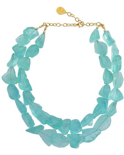 Devon Leigh Double-Strand Raw Quartz Necklace - Blue