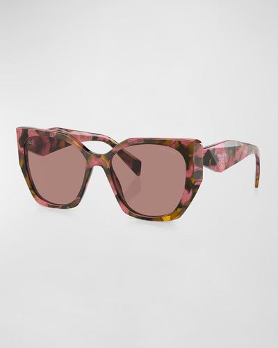 Prada Geometric Square Acetate Sunglasses - Brown
