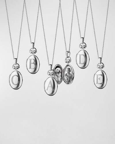 Monica Rich Kosann Sterling Silver Petite Initial Locket Necklace - Metallic