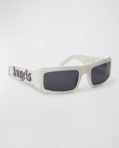 Palm Angels Kerman Acetate & Metal Wrap Sunglasses - White
