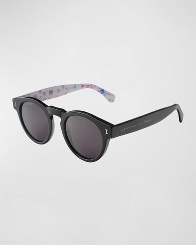 Illesteva X Malin Beach Leonard Round Acetate Sunglasses - Multicolor