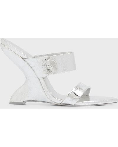 Cult Gaia Yara Metallic Wedge Slide Sandals - White