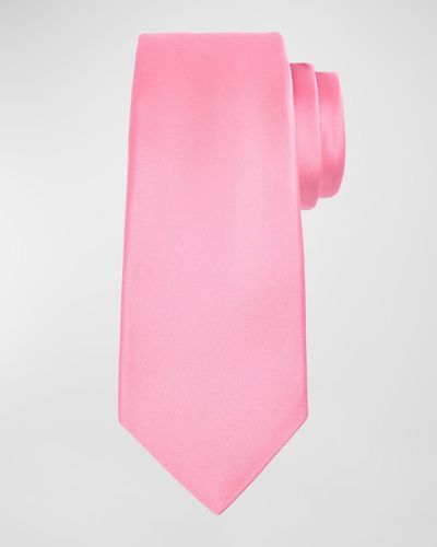 Kiton 7-Fold Solid Silk Tie - Pink