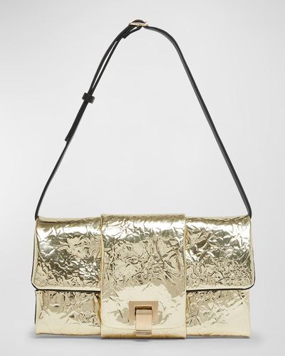 Proenza Schouler Crinkled Metallic Flap Shoulder Bag