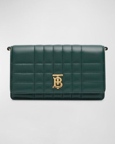 Burberry Lola Check Quilted Leather Clutch Bag - Green